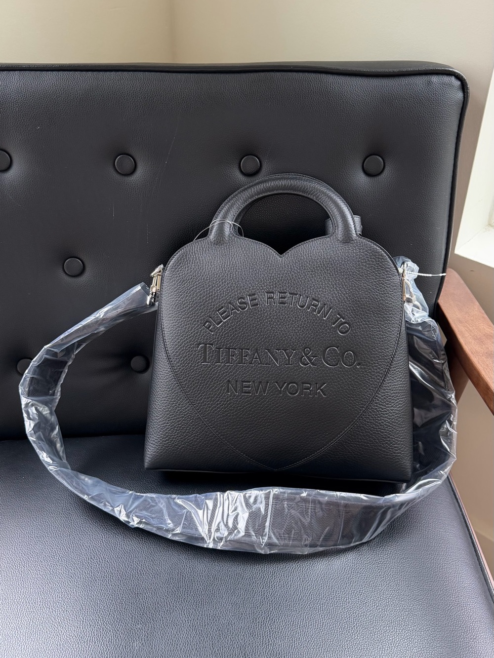 Tiffany & Co. Black Heart-Shaped Leather Satchel